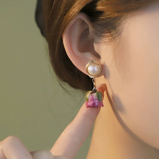 Real Rose Earrings