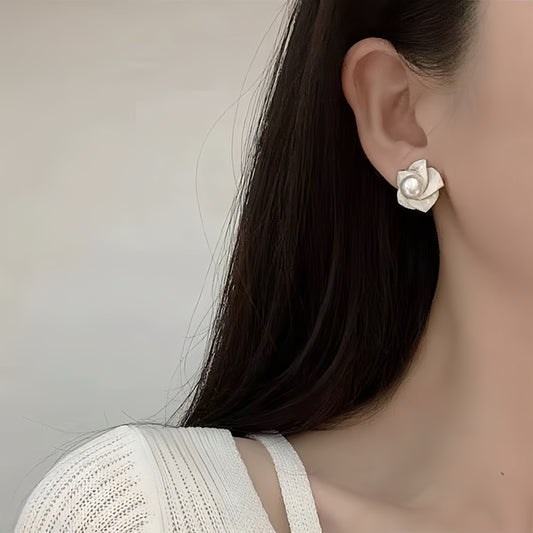 Pearl Camellia Earrings