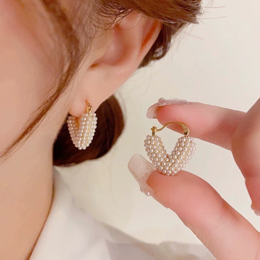 Rice Beads Heart Earrings