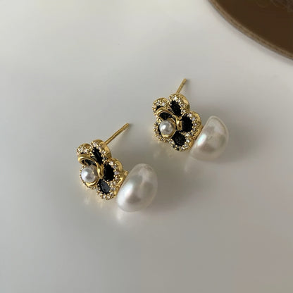 Black Camellia Earrings
