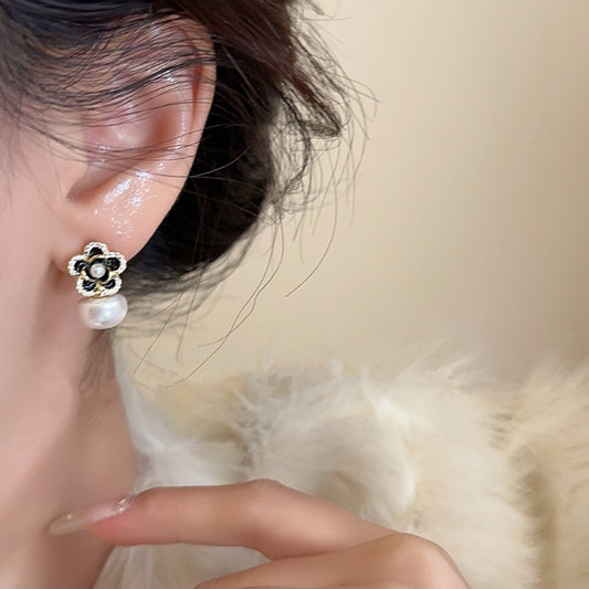 Black Camellia Earrings