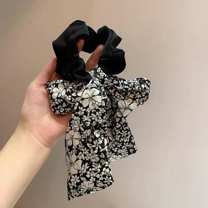 Black & White Floral Bow