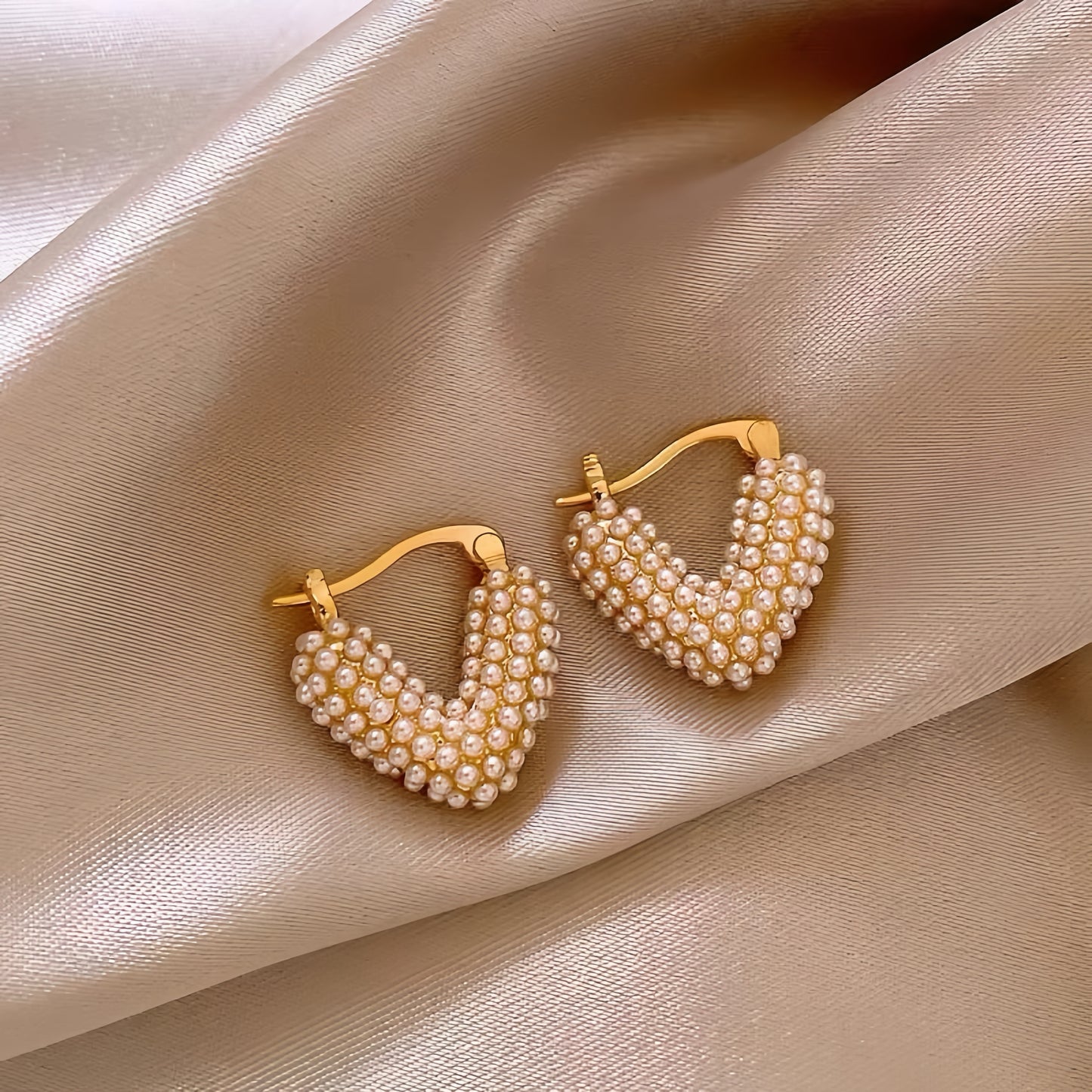 Rice Beads Heart Earrings