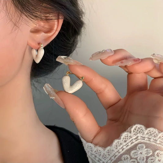 V Heart Earrings